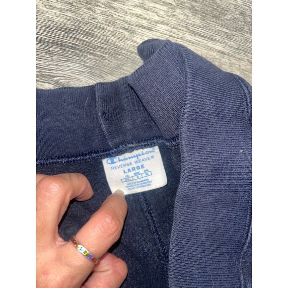 Champion Reverse Weave Sweatpants Joggers Size Large Navy Blue Huge Double Logo - Picture 4 of 7